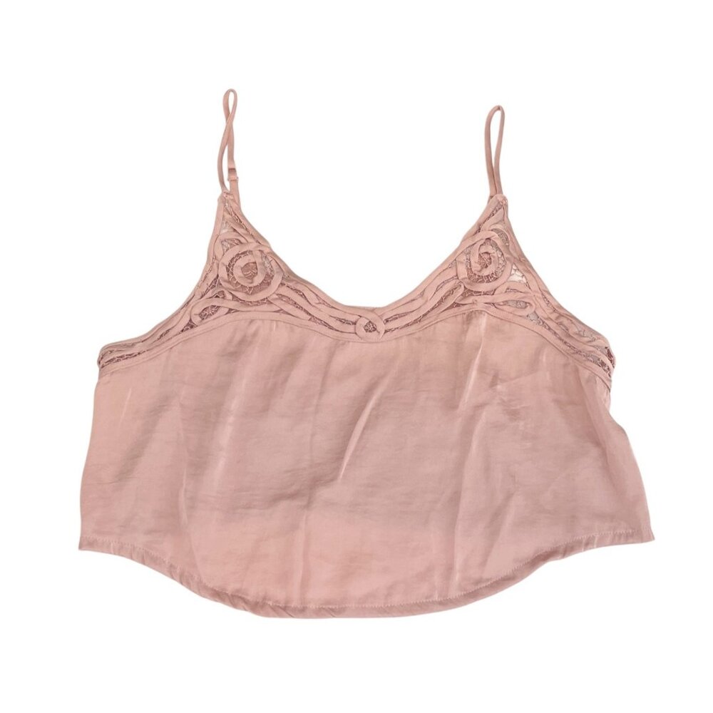 Free People Intimately Lace Trim Crop Top Blush Pink Size Small Adjustable Strap